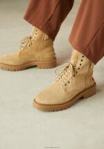 Z62T2028 Women Anna Field Lace-Up Ankle Boots Beige - Image 5