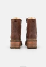 Z62T2032 Women Anna Field Leather Winter Bootie Winter Boots Cognac - Image 4