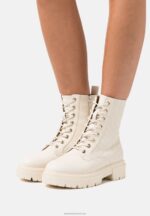 Z62T2033 Women Anna Field Lace-Up Ankle Boots Off-White