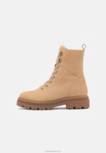 Z62T2034 Women Anna Field Leather Platform Ankle Boots Beige - Image 2