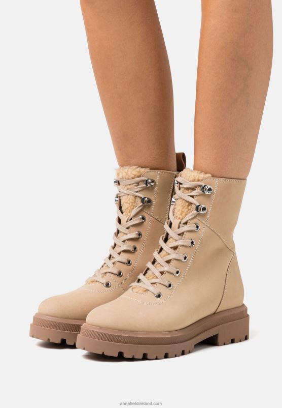 z62t2034_women_anna_field_leather_platform_ankle_boots_beige.jpg Z62T2034 Women Anna Field Leather Platform Ankle Boots Beige - Image 1