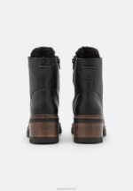 Z62T2036 Women Anna Field Leather Winter Bootie Winter Boots Black - Image 4