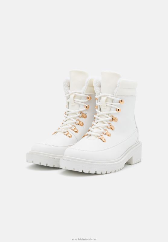 Z62T2046 Women Anna Field Winter Boot Lace-Up Ankle Boots White - Image 3