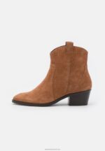 Z62T2049 Women Anna Field Leather Cowboy/Biker Ankle Boot Cognac - Image 2
