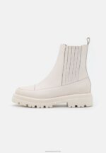 Z62T2055 Women Anna Field Leather Platform Ankle Boots Off-White - Image 2