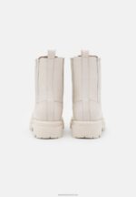 Z62T2055 Women Anna Field Leather Platform Ankle Boots Off-White - Image 4