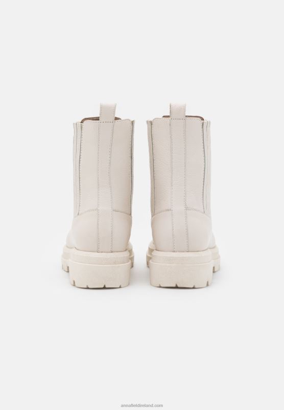 Z62T2055 Women Anna Field Leather Platform Ankle Boots Off-White - Image 4
