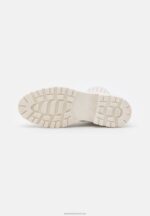 Z62T2055 Women Anna Field Leather Platform Ankle Boots Off-White - Image 5