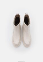 Z62T2055 Women Anna Field Leather Platform Ankle Boots Off-White - Image 6