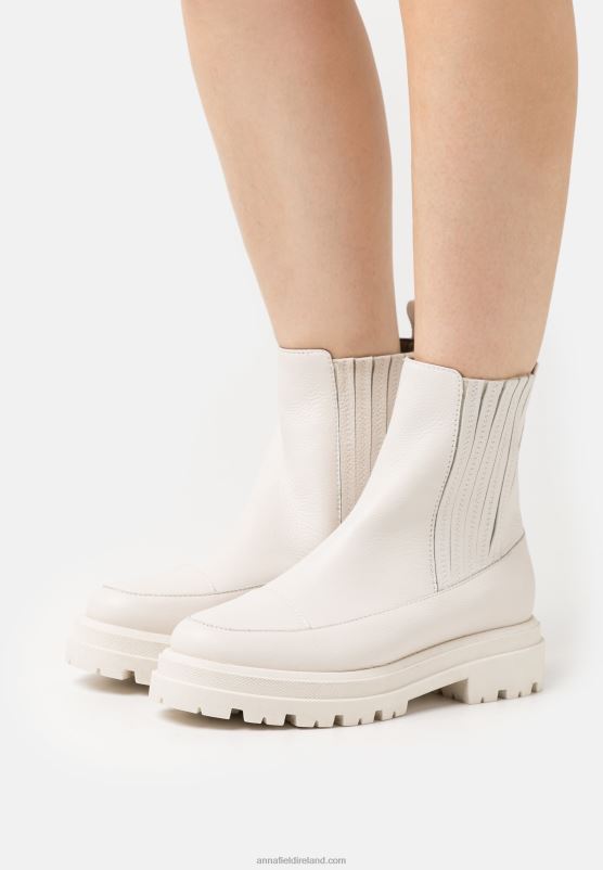 Z62T2055 Women Anna Field Leather Platform Ankle Boots Off-White - Image 1
