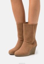 Z62T2065 Women Anna Field Winter Boot Wedge Ankle Boots Cognac