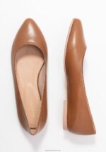 Z62T2066 Women Anna Field Leather Ballet Pumps Cognac - Image 4
