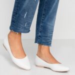 Z62T2072 Women Anna Field Leather Ballet Pumps White