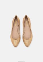 Z62T2104 Women Anna Field Leather Ballet Pumps Gold - Image 6