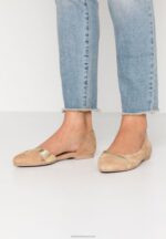 Z62T2106 Women Anna Field Leather Ballet Pumps Beige