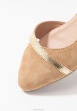 Z62T2106 Women Anna Field Leather Ballet Pumps Beige - Image 3