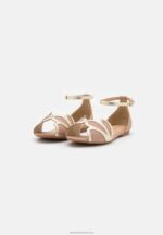 Z62T2109 Women Anna Field Leather Peeptoe Ballet Pumps Light Pink - Image 3