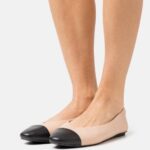 Z62T2116 Women Anna Field Leather Ballet Pumps Beige