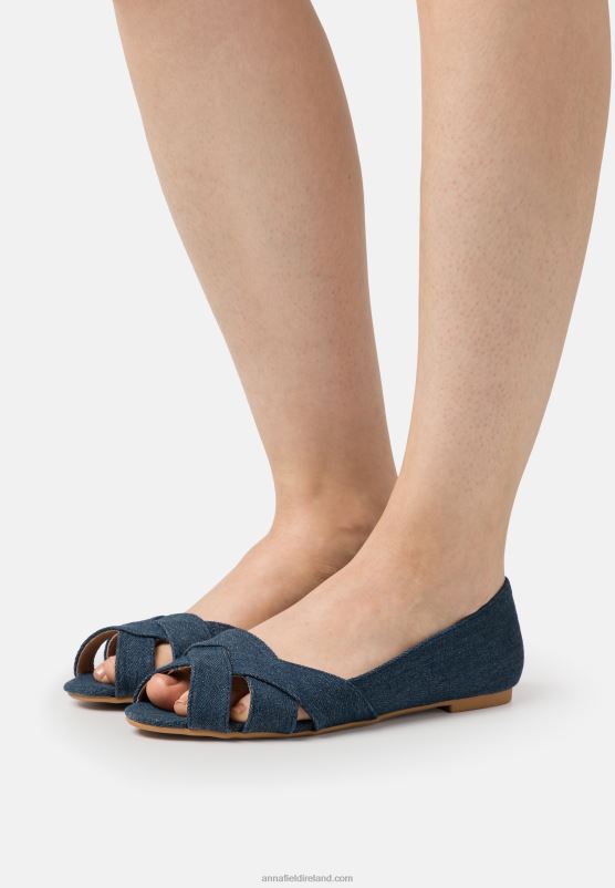z62t2120_women_anna_field_peeptoe_ballet_pumps_blue.jpg Z62T2120 Women Anna Field Peeptoe Ballet Pumps Blue - Image 1