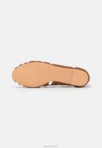 Z62T2125 Women Anna Field Leather Peeptoe Ballet Pumps Cognac - Image 5