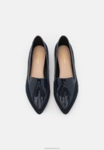 Z62T2139 Women Anna Field Leather Ballet Pumps Dark Blue - Image 6