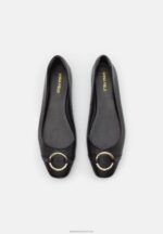 Z62T2145 Women Anna Field Leather Ballet Pumps Black - Image 6