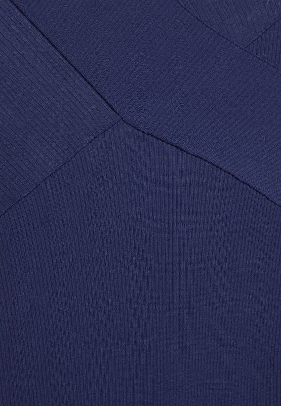 Z62T214 Women Anna Field V Ausschnitt Bodycon Midi Strickkleid Shift Dress Dark Blue - Image 3