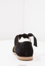 Z62T2159 Women Anna Field Leather Ankle Strap Ballet Pumps Black - Image 6