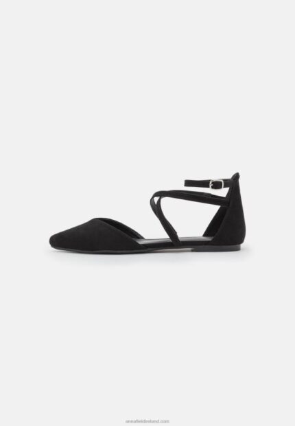 Z62T2160 Women Anna Field Ankle Strap Ballet Pumps Black