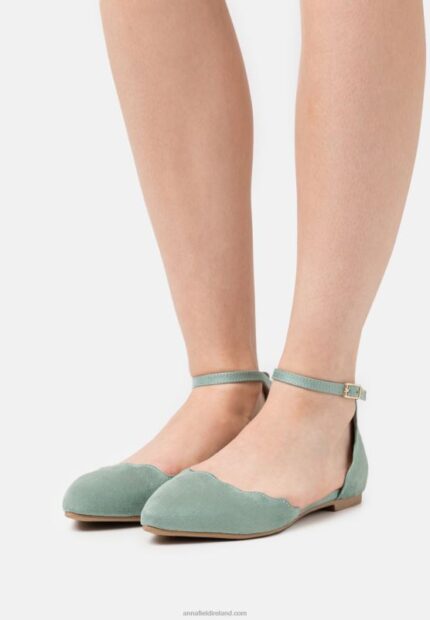 Z62T2161 Women Anna Field Ankle Strap Ballet Pumps Mint