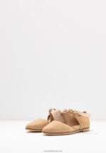 Z62T2162 Women Anna Field Leather Ankle Strap Ballet Pumps Beige - Image 5