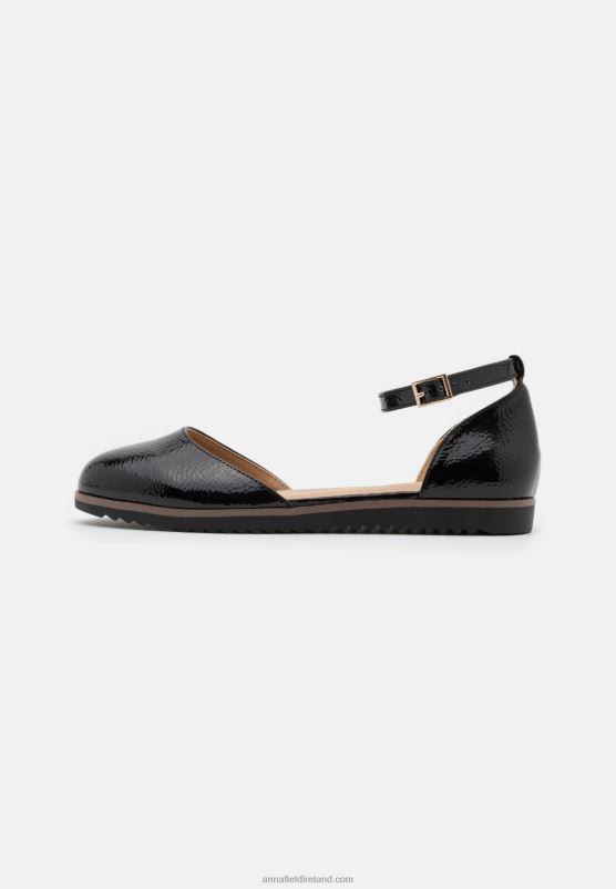 Z62T2163 Women Anna Field Comfort Ankle Strap Ballet Pumps Black - Image 2
