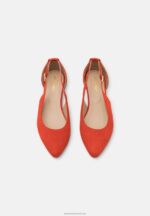 Z62T2165 Women Anna Field Leather Ankle Strap Ballet Pumps Red - Image 6