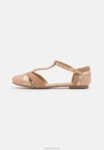 Z62T2168 Women Anna Field Leather Ankle Strap Ballet Pumps Beige - Image 2