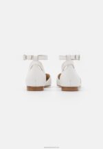 Z62T2174 Women Anna Field Leather Ankle Strap Ballet Pumps White - Image 4