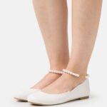 Z62T2178 Women Anna Field Ankle Strap Ballet Pumps White