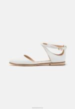 Z62T2180 Women Anna Field Leather Ankle Strap Ballet Pumps White - Image 2