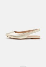 Z62T2182 Women Anna Field Leather Slingback Ballet Pumps Gold - Image 2