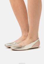 Z62T2182 Women Anna Field Leather Slingback Ballet Pumps Gold