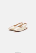 Z62T2182 Women Anna Field Leather Slingback Ballet Pumps Gold - Image 3