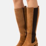 Z62T2199 Women Anna Field Leather Boots Cognac