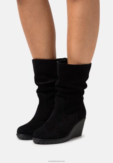 Z62T2219 Women Anna Field Leather Winter Boots Black