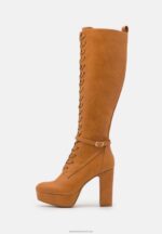 Z62T2221 Women Anna Field Lace-Up Boots Cognac - Image 2