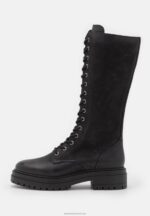 Z62T2224 Women Anna Field Leather Lace-Up Boots Black - Image 2
