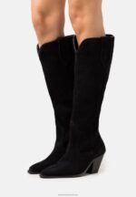 Z62T2225 Women Anna Field Leather Cowboy/Biker Boots Black
