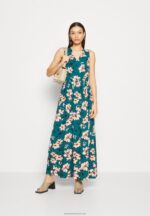 Z62T224 Women Anna Field Maxi Dress Dark Green/Pink - Image 2