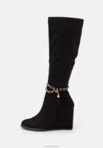 Z62T2251 Women Anna Field Leather Wedge Boots Black - Image 2