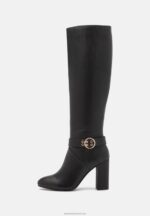 Z62T2257 Women Anna Field Leather High Heeled Boots Black - Image 2
