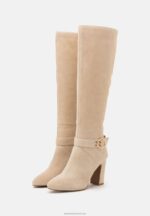 Z62T2258 Women Anna Field Leather High Heeled Boots Beige - Image 3