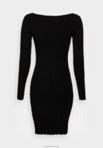 Z62T230 Women Anna Field Boat Ausschnitt Mini Strickkleid Mit Geschweiften RNdern Jumper Dress Black - Image 2